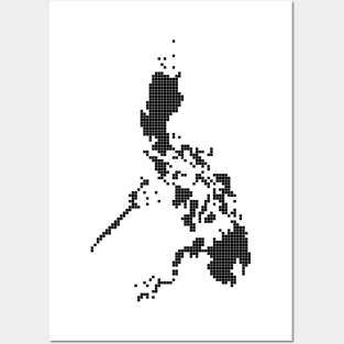 Philippines Pixel Art (Black) Posters and Art